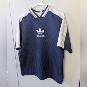 ADIDAS Vintage Retro Men Shirt Size Large Navy Blue Quilted